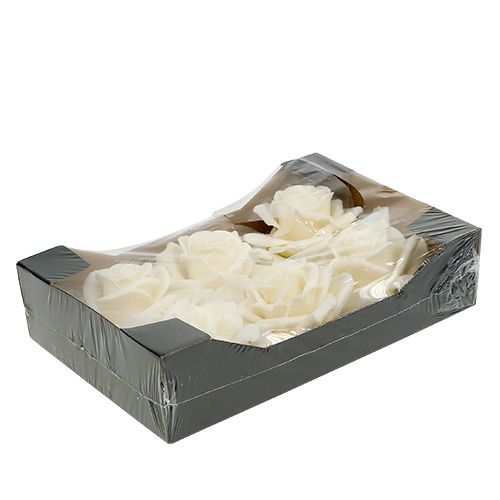Floristik24 Wax rose Ø10cm cream 6pcs