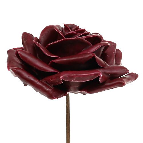 Product Wax rose dark red Ø10cm 6pcs