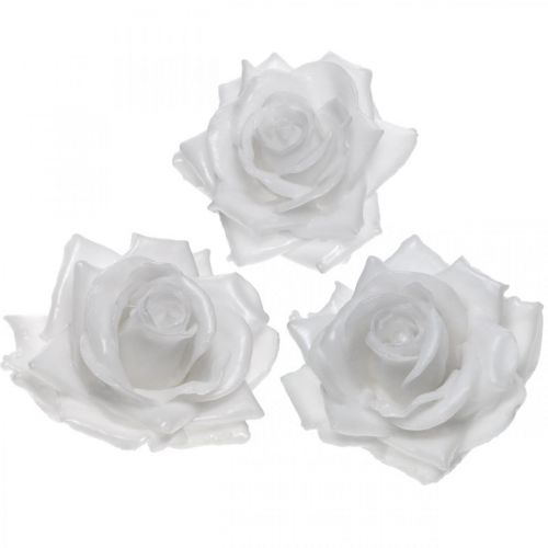 Product Wax rose white Ø10cm Waxed artificial flower 6pcs