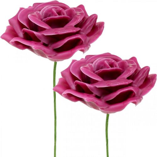Floristik24 Wax Roses Decorative Roses Wax Pink Ø8cm 12 pcs