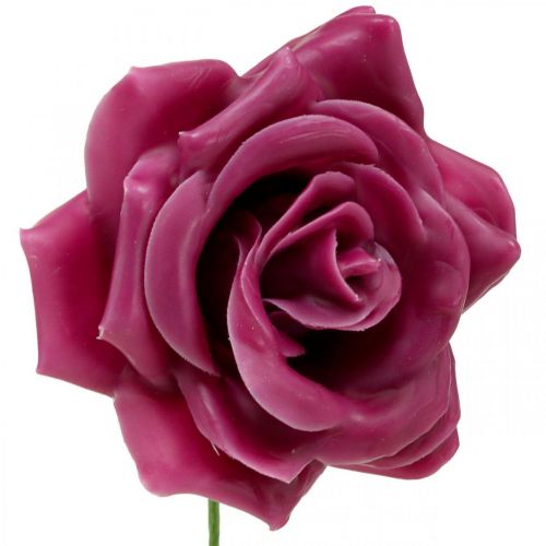 Floristik24 Wax Roses Decorative Roses Wax Pink Ø8cm 12 pcs