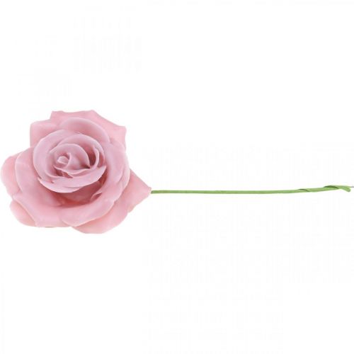 Product Wax Roses Decorative Roses Wax Pink Ø8cm 12 pcs