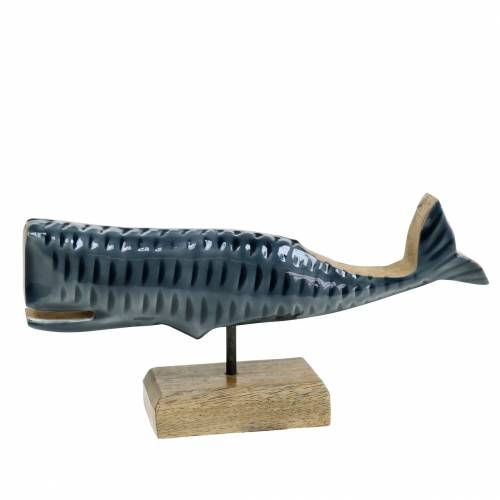 Floristik24 Wooden decoration whale with base gray, natural 26cm