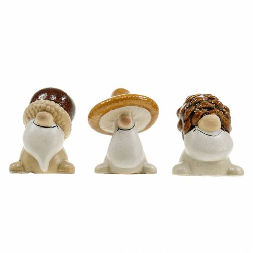 Floristik24 Ceramic figurine set forest gnomes autumn fruits 6 - 6.3cm brown / yellow 3pcs