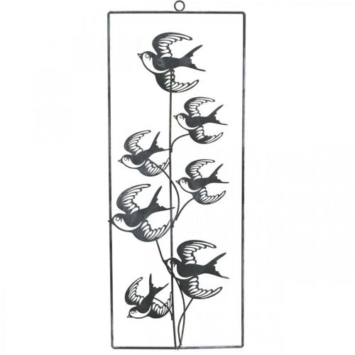 Floristik24 Metal decoration for hanging, swallows, wall decoration Silver, washed white H47.5cm
