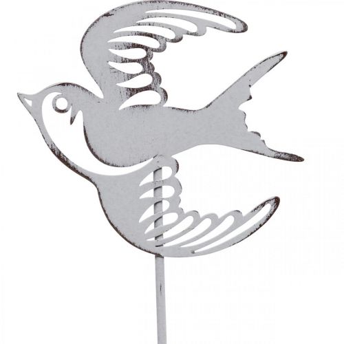 Product Swallow decoration, wall decoration made of metal, birds to hang white, silver shabby chic H47.5 cm