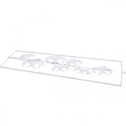 Product Swallow decoration, wall decoration made of metal, birds to hang white, silver shabby chic H47.5 cm