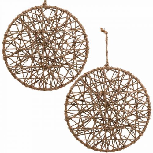 Floristik24 Wall decoration boho style, decorative ring jute ribbon Ø28.5cm 4pcs