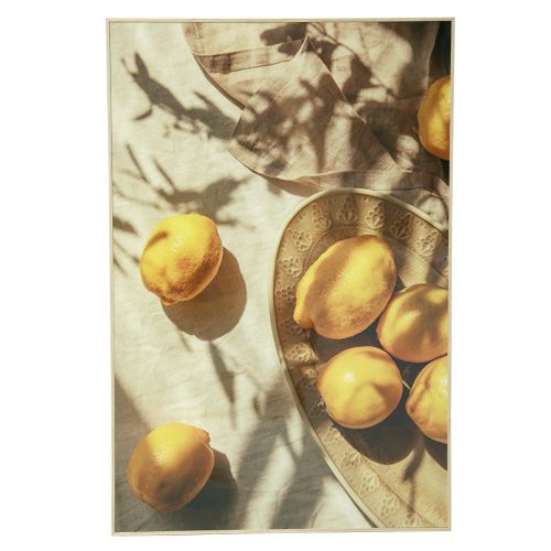 Product Lemon wall art, summer decor, Mediterranean flair, wooden frame, 40x60cm, wall decoration for living room