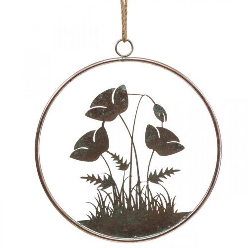 Floristik24 Wall decoration, floral, metal, rose, vintage, Ø30.5cm, spring decoration, summer decoration