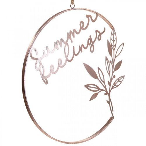 Product Wall decoration "Summer Feelings" decorative ring, metal summer decoration for hanging, Ø49cm, rose metallic &amp; turquoise