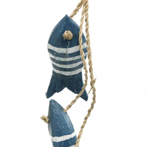 Product Maritime deco hanger wooden fish to hang small dark blue L31cm