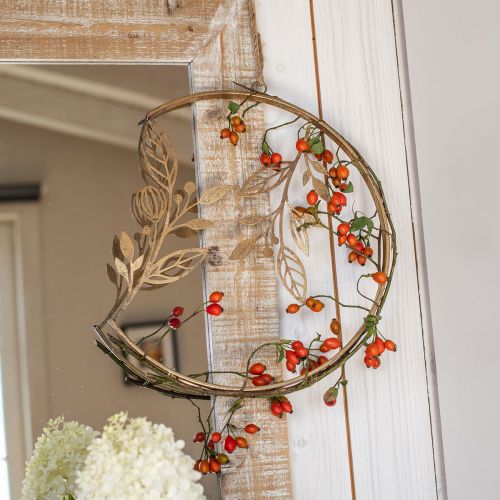 Product Metal wall decoration, hanging, gold, Ø38cm, branches, antique, summer charm