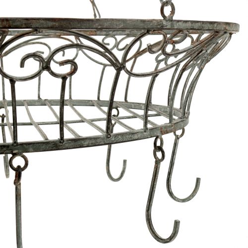 Product Metal basket decorated for hanging 63cm gray-brown