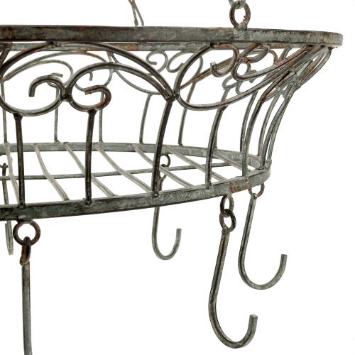 Floristik24 Metal basket decorated for hanging 63cm gray-brown