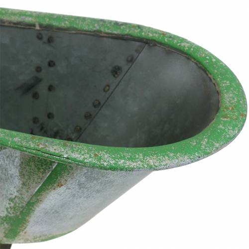 Floristik24 Decorative tub metal used silver, green 44.5cm x18.5cm x 15.3cm