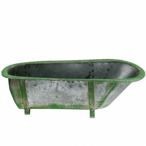 Floristik24 Decorative tub metal used silver, green 44.5cm x18.5cm x 15.3cm