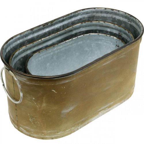 Product Set Planter Metal Tub Vintage Retro L22.5cm/27cm/31cm