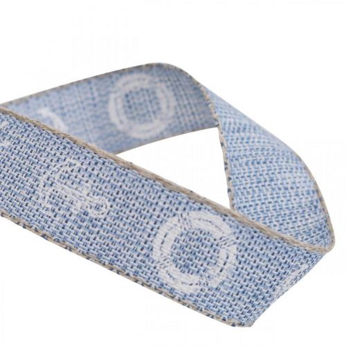 Floristik24 Woven ribbon anchor deco ribbon maritime blue, white 15mm 20m