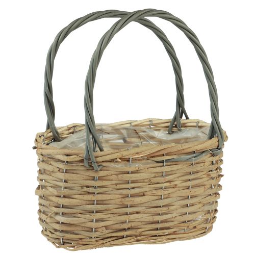 Floristik24 Wicker basket plant bag basket natural grey 21x10x12cm