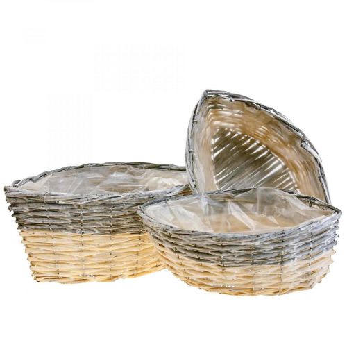 Floristik24 Wicker basket for planting Plant bowl L29/33/38cm set of 3