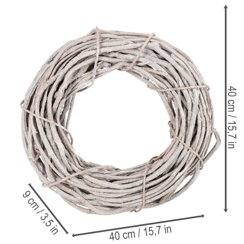 Willow wreath decoration, wreath made of whitewashed branches, 40cm | Floristik24.ie