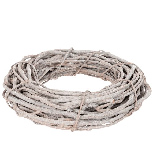 Willow wreath decoration, wreath made of whitewashed branches, 40cm | Floristik24.ie