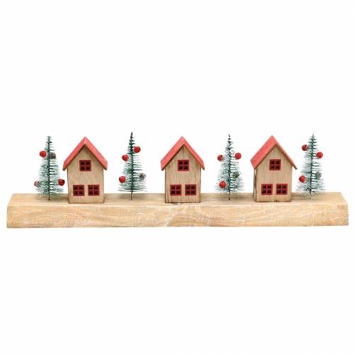Floristik24 Christmas village with LED lighting natural, red wood 40 × 10.5 × 7cm