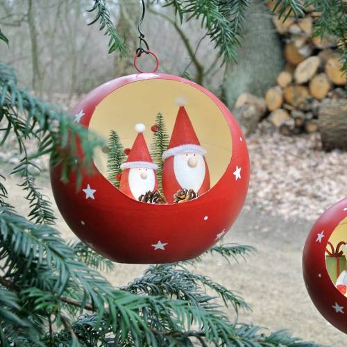 Product Christmas ball to hang Santa Clauses and LED red Ø20cm For batteries