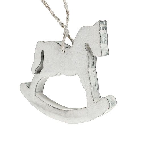 Floristik24 Christmas decoration rocking horse white washed 12cm 6pcs