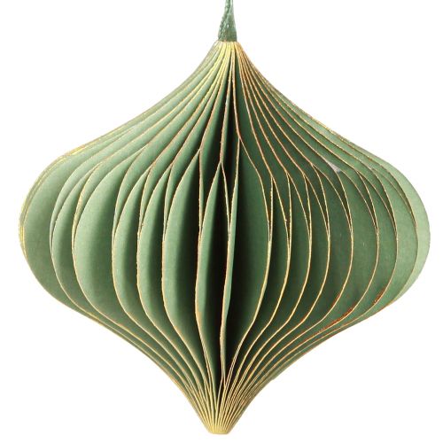 Product Vintage Christmas ornaments, green and gold paper, Ø8cm, set of 4