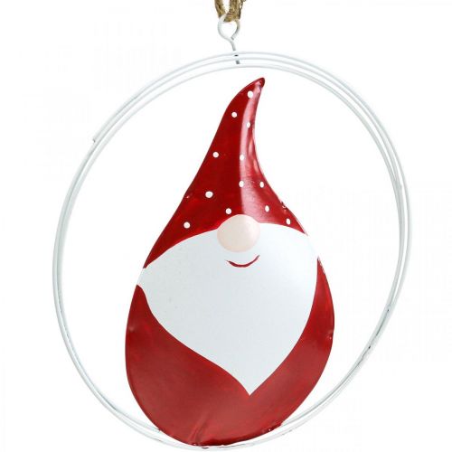 Product Christmas ornament gnome Santa Claus metal Ø16cm 3pcs