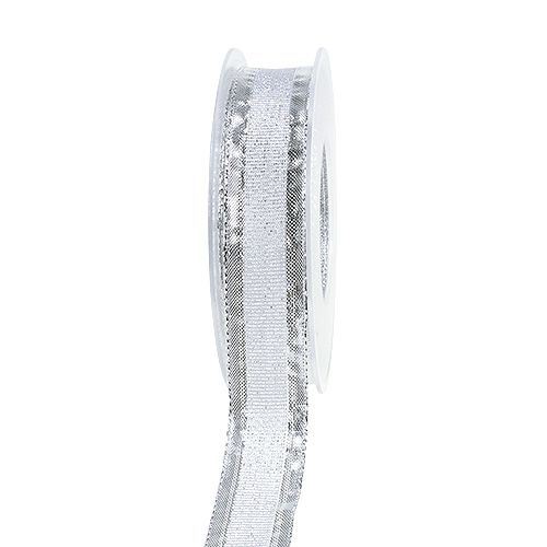 Floristik24 Christmas ribbon with wire edge silver 25mm 20m