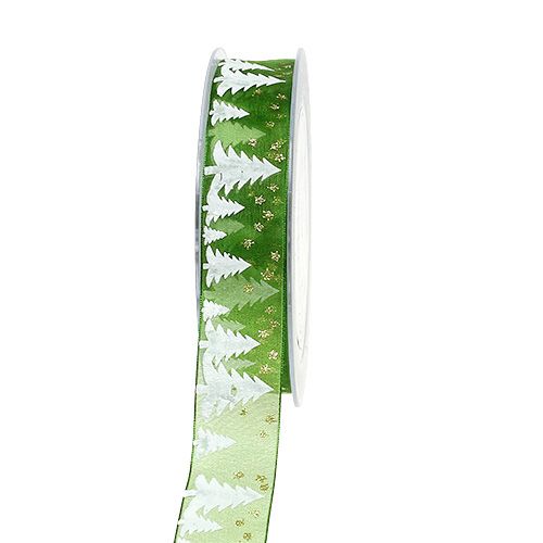 Floristik24 Christmas ribbon green with fir trees 25mm 20m