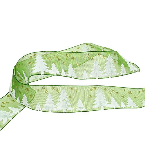 Floristik24 Christmas ribbon green with fir trees 25mm 20m