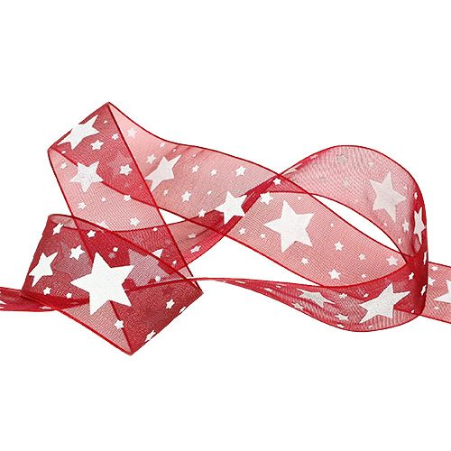 Product Christmas ribbon organza with stars 25mm 20m