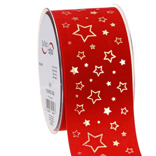 Floristik24 Christmas ribbon red ribbon with stars wire edge 60mm 20m