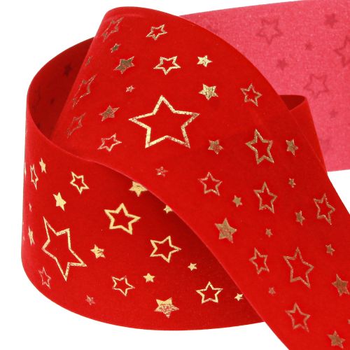 Floristik24 Christmas ribbon red ribbon with stars wire edge 60mm 20m