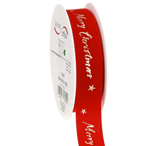 Christmas ribbon red gold “Merry Christmas” ribbon 25mm 20m