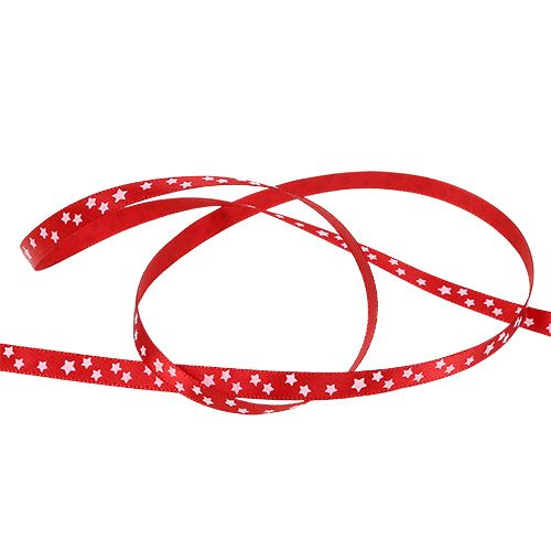 Product Christmas ribbon red with stars 6mm 20m