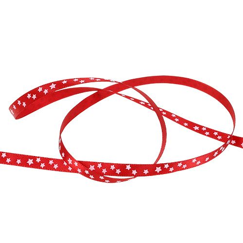 Floristik24 Christmas ribbon red with stars 6mm 20m