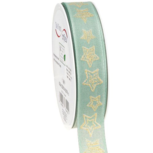 Floristik24 Christmas ribbon stars gift ribbon turquoise 25mm 18m
