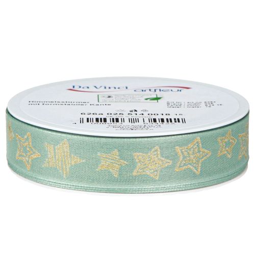 Product Christmas ribbon stars gift ribbon turquoise 25mm 18m