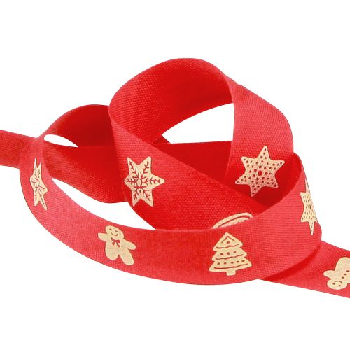 Floristik24 Christmas ribbon in red and cream motif ribbon W15mm L15m