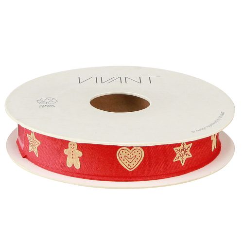 Floristik24 Christmas ribbon in red and cream motif ribbon W15mm L15m