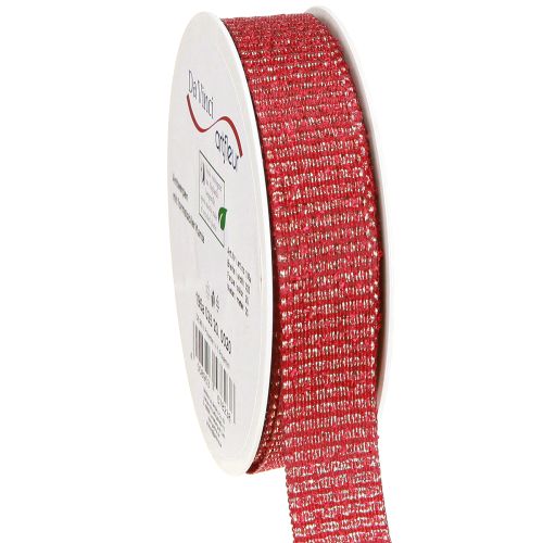 Product Christmas ribbon with gold threads gift ribbon red 25mm 20m