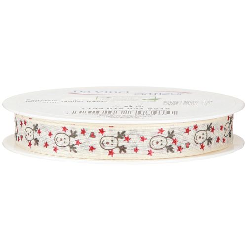 Product Christmas ribbon with reindeer white cream sturdy edge 15mm 18m