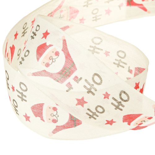 Product Christmas ribbon with Santa cotton ribbon cream 40mm 15m