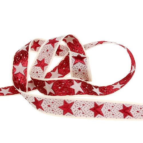 Product Christmas ribbon with stars cream 15mm 20m