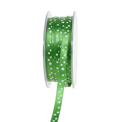 Floristik24 Christmas ribbon with stars green 6mm 20m
